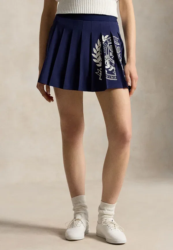 Юбка с принтом Wimbledon logo performance pleated skort, Polo Ralph Lauren, Refined темно-синий