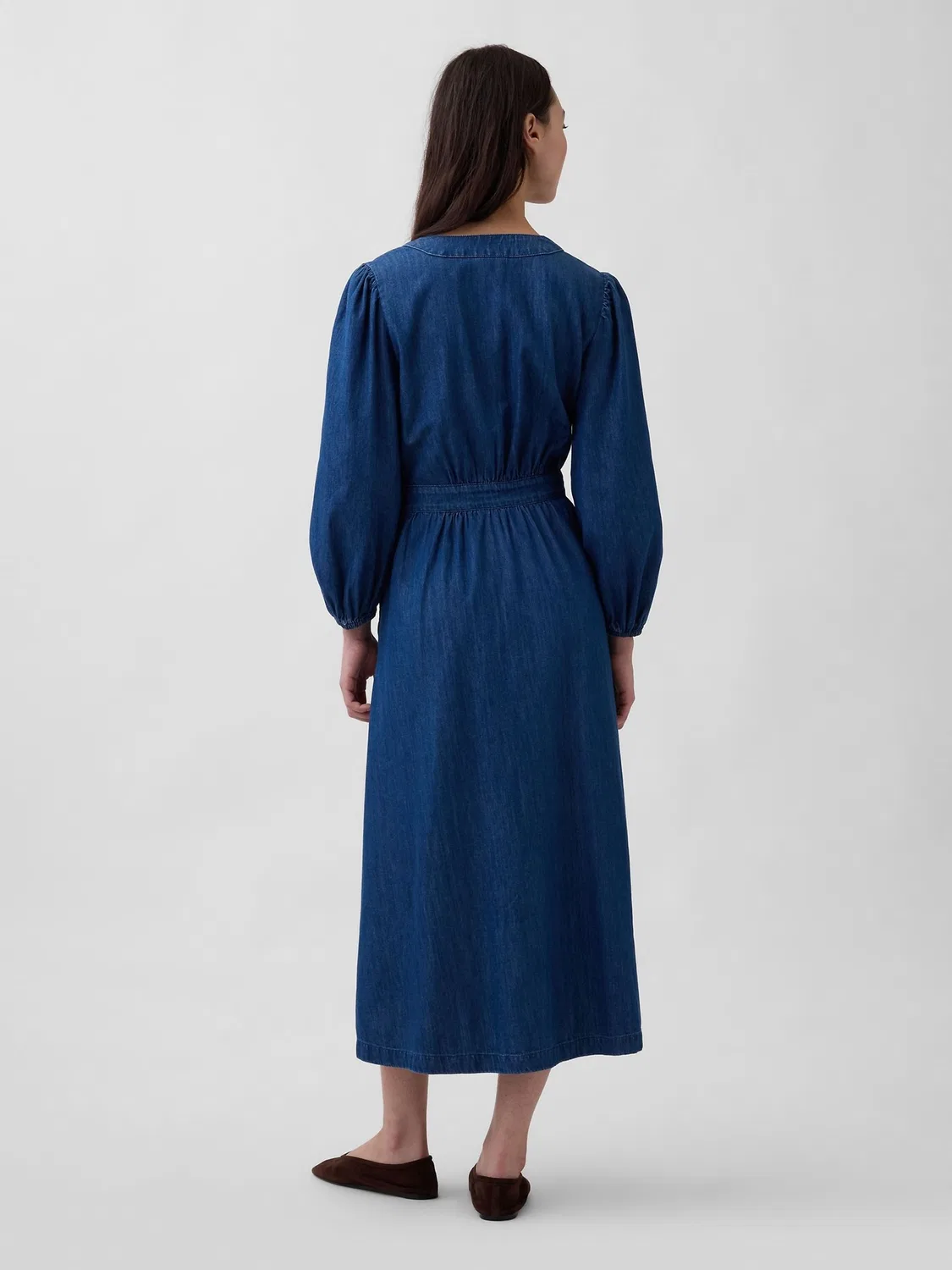 Платье миди джинсовое, Pieced-Waist Gap, темный индиго — фото 2