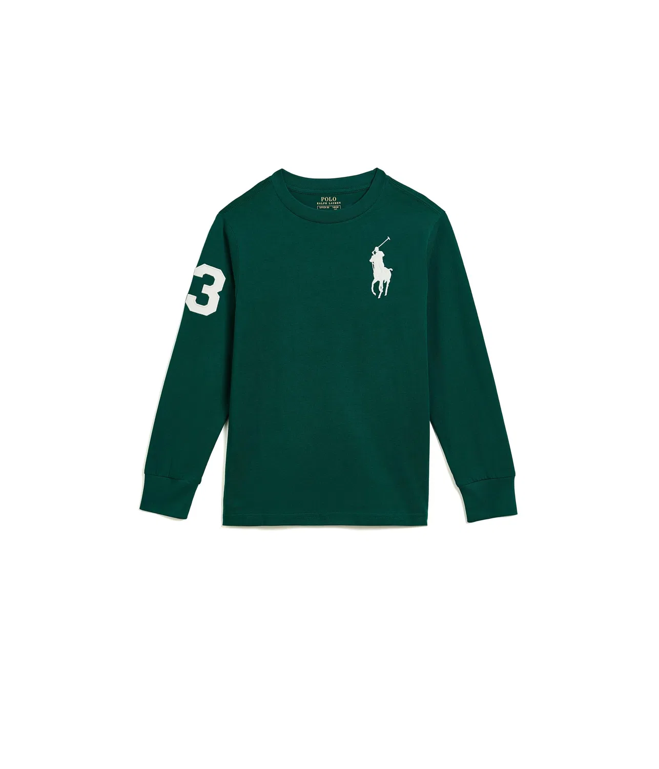 Хлопковый лонгслив с большим логотипом пони (для больших детей) Big Pony Cotton Long Sleeve Tee (Big Kid) Polo Ralph Lauren Kids, Hunter Green