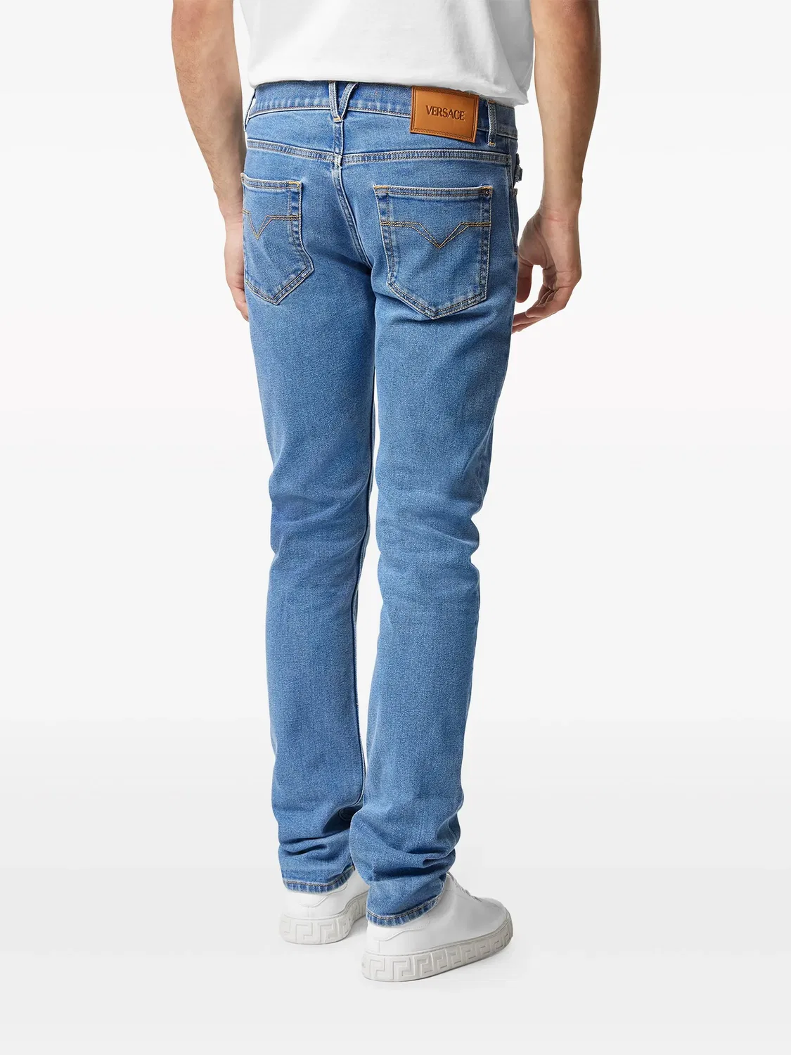 Джинсы Slim-Fit с эмблемой головы Медузы Versace, индиго-голубой — фото 2