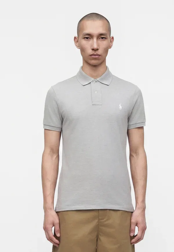Поло из пике хлопковое Slim fit polo shirt Polo Ralph Lauren, серый