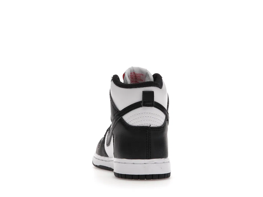 Детские кроссовки высокие с перфорированной кожей Nike Dunk High Panda 2021 PS, Black/White-Red — фото 4