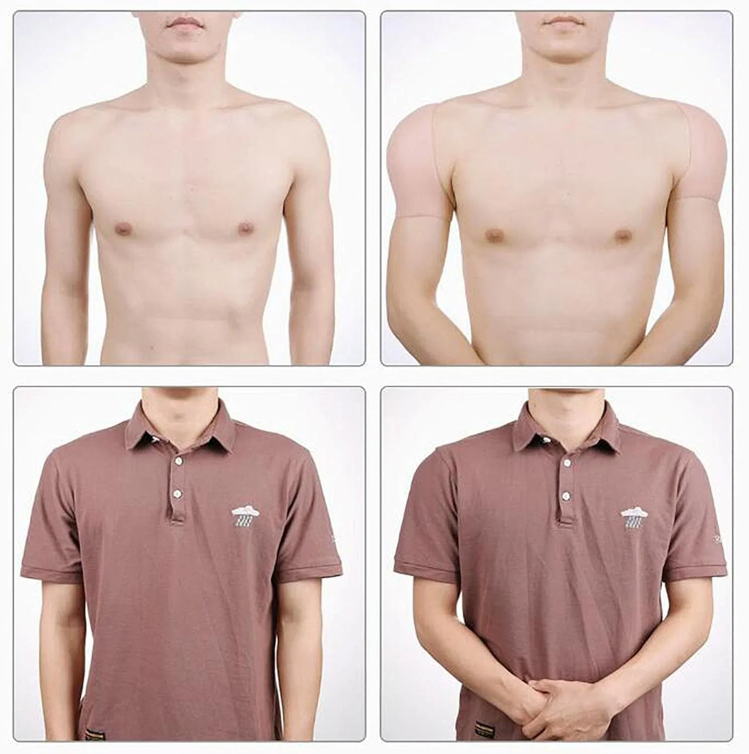 Накладки на плечи силиконовые, Средняя дельтовидная мышца, HKFGSHOP, XS, Coffee — фото 3