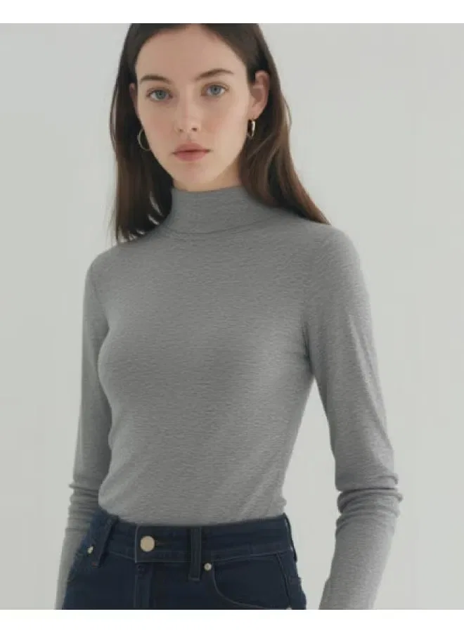 Пуловер с высоким воротом и длинным рукавом Zara, серый