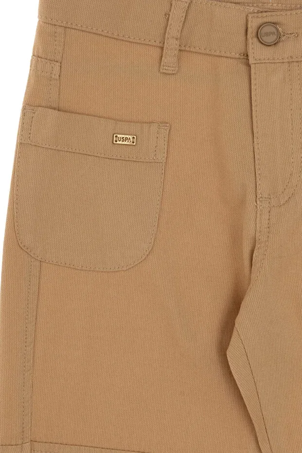 Детские брюки карго для девочек из хлопка U.S. Polo Assn., Camel — фото 3
