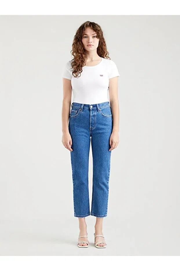 Женские джинсы с высокой посадкой 501 Regular Fit High Waist Cropped Jeans Levi'S, Dark Blue — фото 2