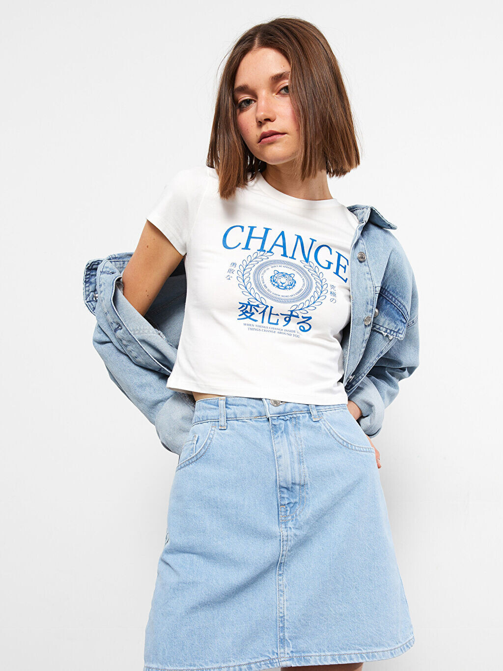 

Стандартная джинсовая юбка с карманами и карманами для женщин LCW Jeans