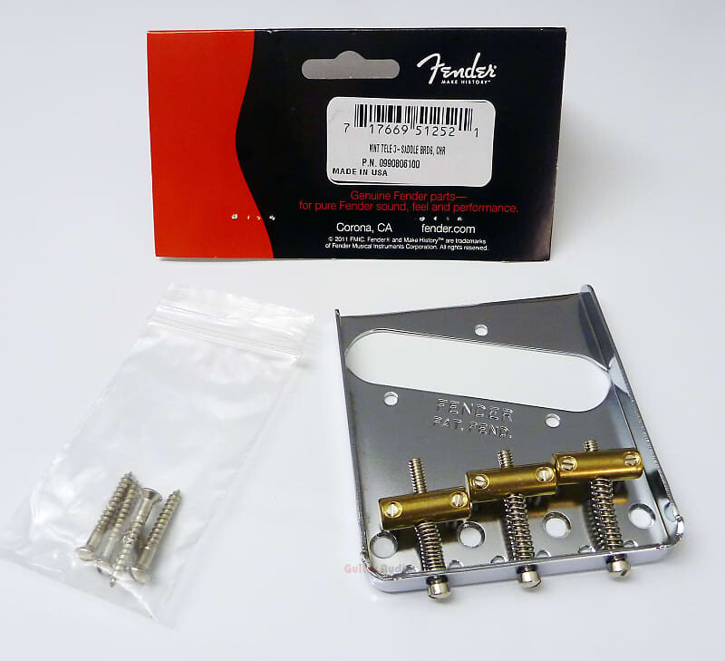 

Подлинный американский / мексиканский винтажный телекастер Fender с 3 седлами Tele Bridge — хром 099-0806-100