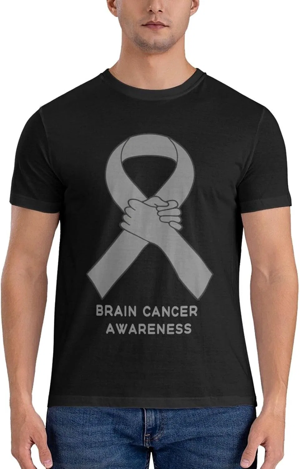 Мужская футболка современного кроя с коротким рукавом, Brain Cancer Awareness — фото 4