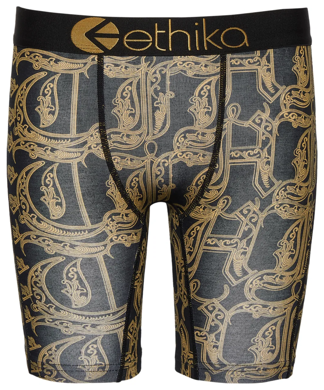 Детские трусы для мальчиков с принтом Ethika, Black/Gold — фото 2