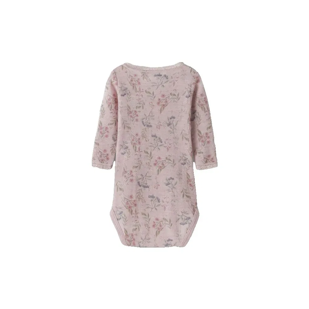 Детское боди для девочек с длинным рукавом Wang Wool Needle Name it, Pink — фото 2