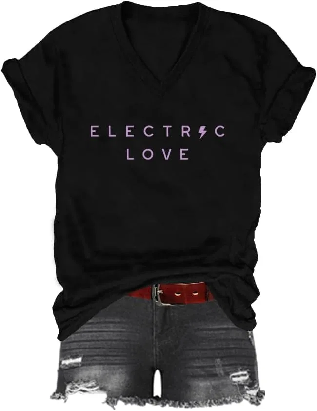 Футболка с принтом Electric Love V-Neck, Black