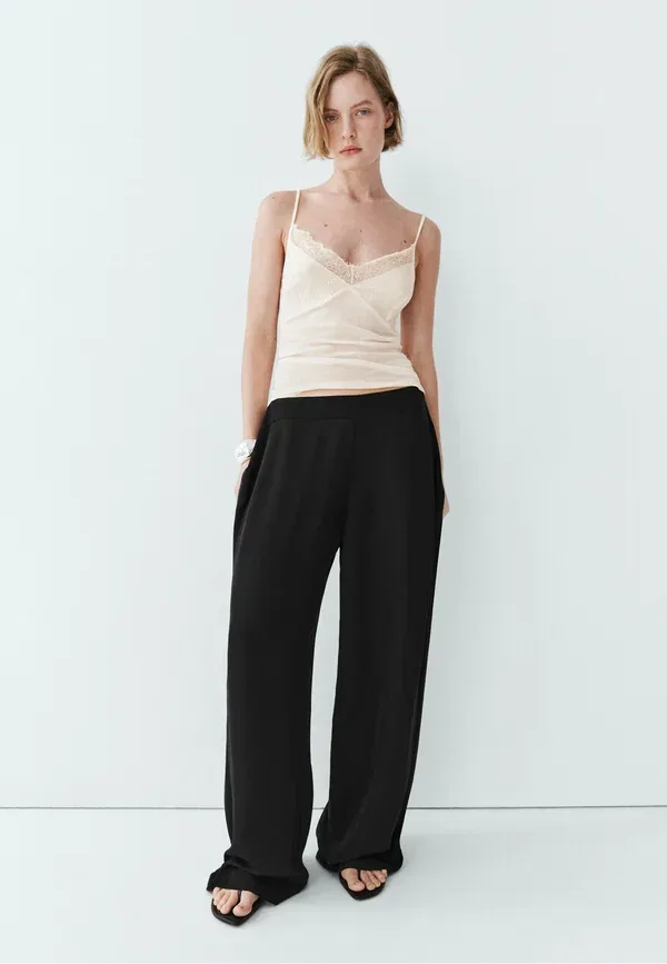 Брюки из вискозы Straight-leg flowing pants Massimo Dutti, черный
