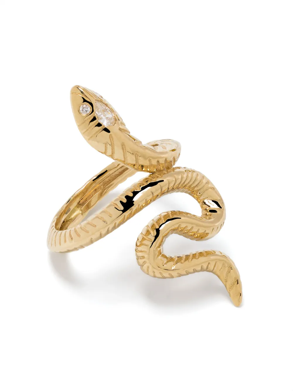 

Кольцо Teardrop Head Snake из желтого золота с бриллиантами Jacquie Aiche, золотой