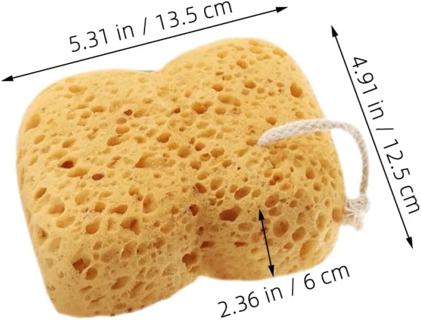 Натуральная губка для тела с массажем и пилингом, HEATSHAKING, 2 шт, 13.5x12.5x6 см, Светло-коричневый — фото 2