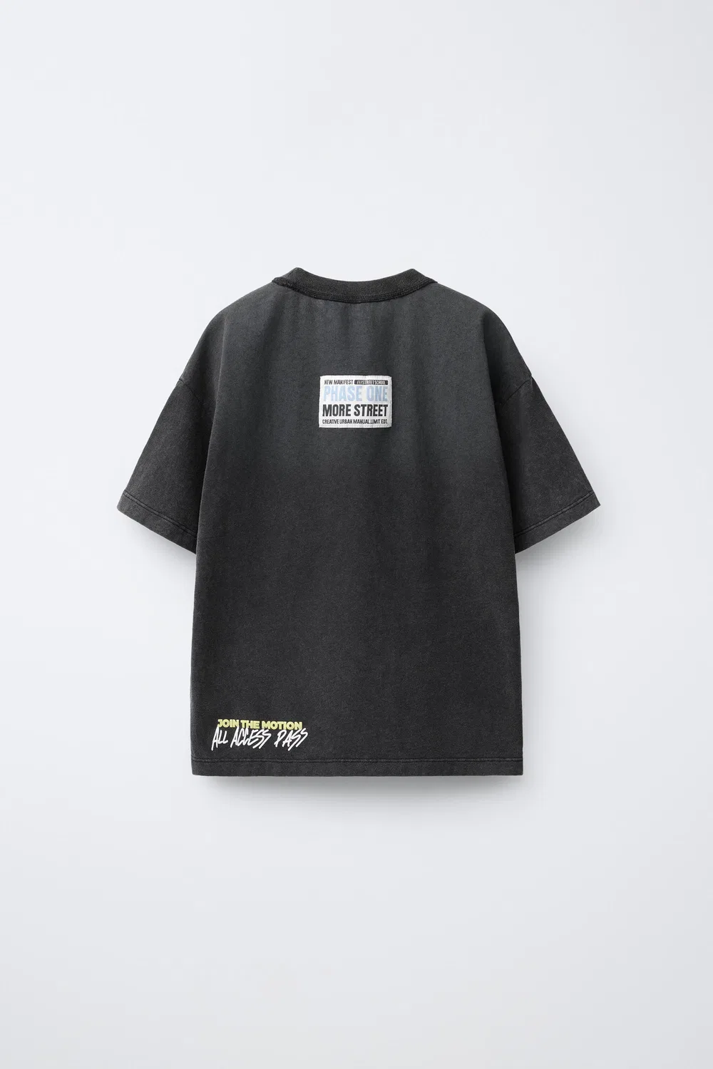 Футболка с эффектом выцветания и слоганом ZARA, Grey/Blue — фото 2