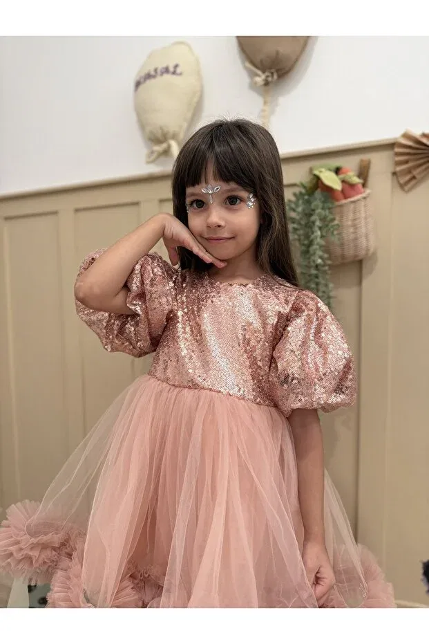 Детское платье для девочек с пайетками Penu Baby Kids, Powder — фото 4