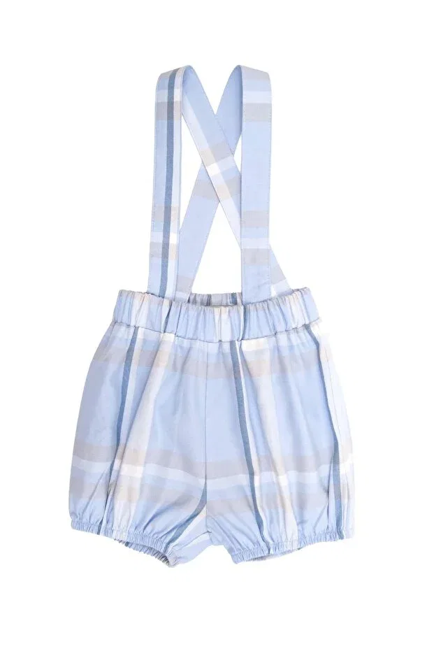 Детские шорты для мальчиков хлопковые Organic Strappy Blue Plaid Spring Baby Boy Ozmoz By Mukadder Özden, Blue — фото 2