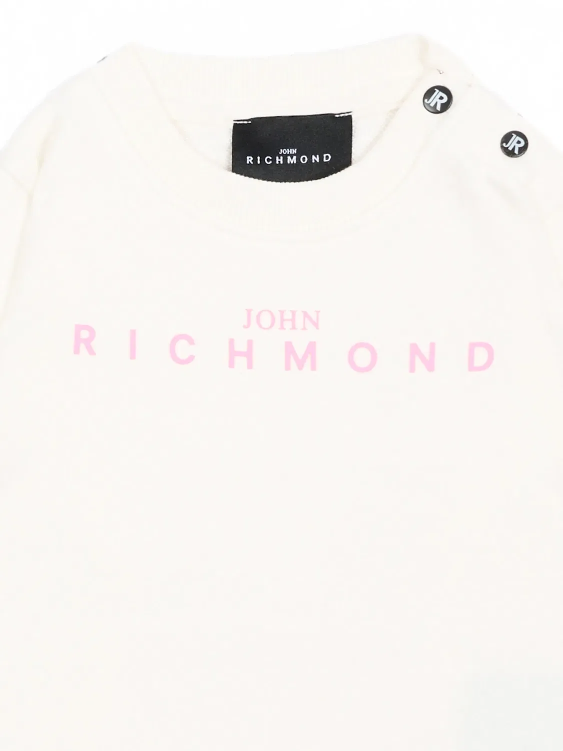 Свитер с пуговицами на плече и логотипом John Richmond Junior, нейтральные цвета — фото 3