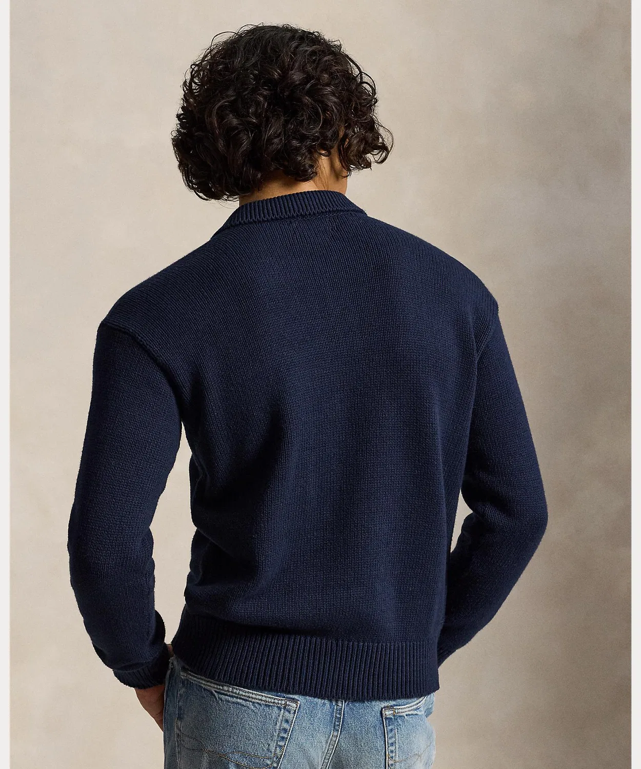 Мужской свитер с длинным рукавомRelaxed Fit Cable Cotton Polo POLO RALPH LAUREN, Синий — фото 4