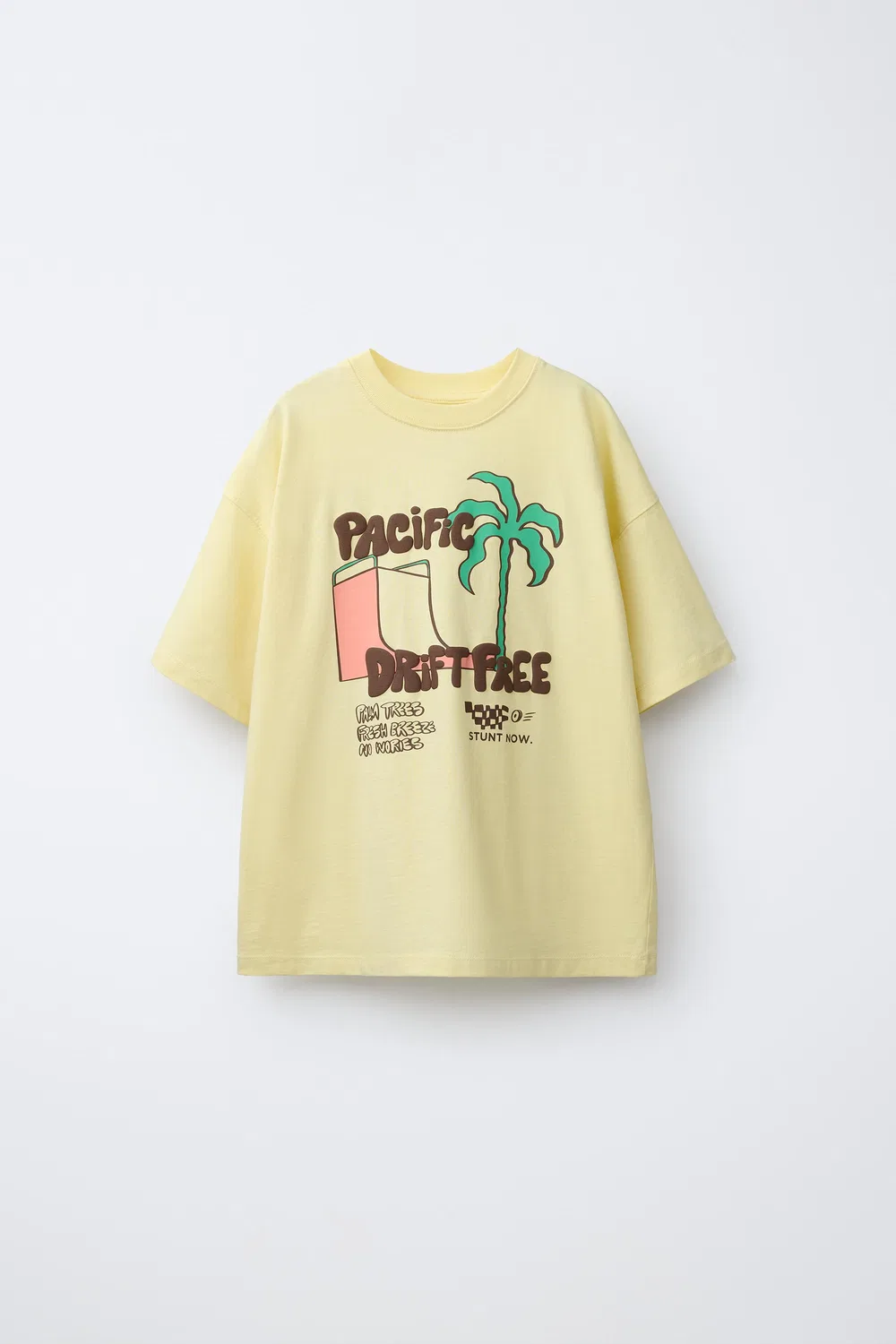Футболка с рельефным принтом ZARA, Yellow