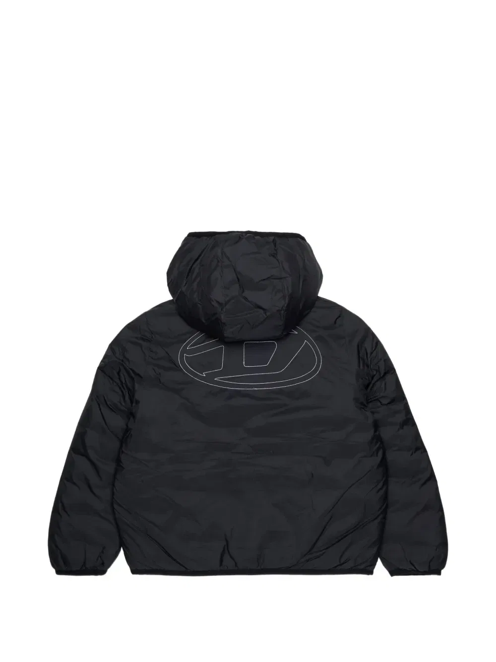 Пуховик с вышитым логотипом Oval Diesel Kids, черный — фото 2