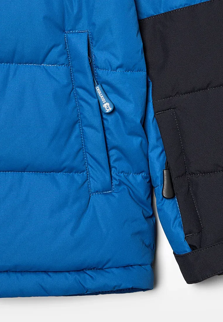 Детская куртка Нарвик про - зимняя куртка Trollkids, Nordic Blue/Black/Flame Orange — фото 4