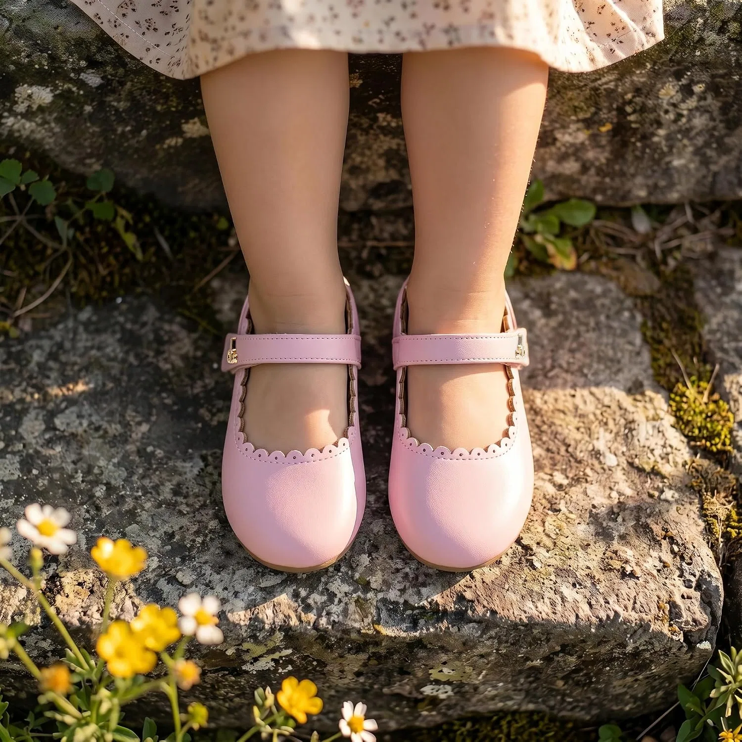 Детские туфли Мэри Джейн для девочек с принтом THEE BRON, Blush Pink — фото 3