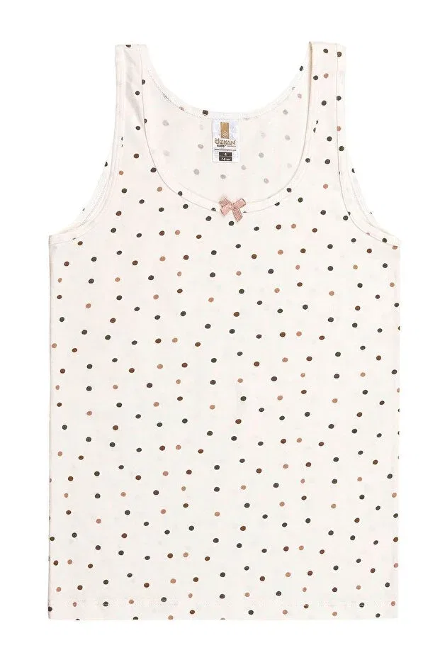 Детский набор маек для девочек с принтом Pack of 5 girls' mixed color patterned cotton soft thick strap undershirts Kompedan, Patterned — фото 3
