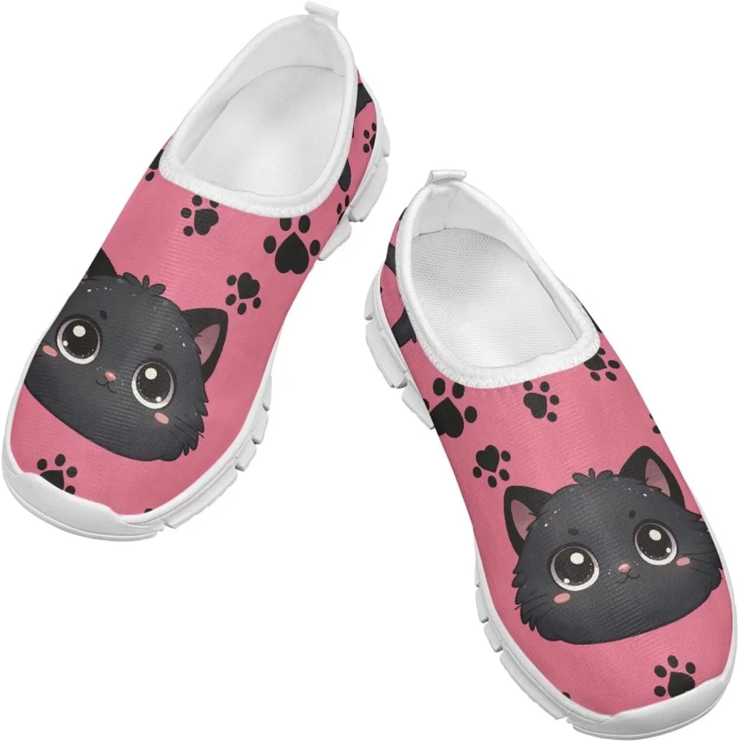 Детские мокасины на скользящей подошве с белой подошвой Qoiuvncy, Cat Print — фото 4