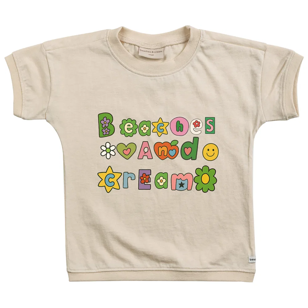 BEACHESAND CREAM KIDS Детская футболка с принтом Flower Logo Butterfly White
