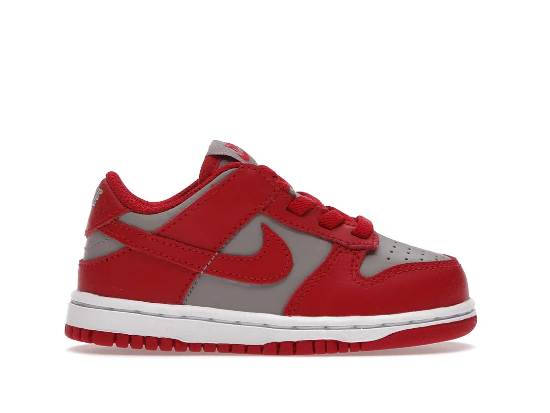 Детские кроссовки с кроссовками Nike Dunk Low Nike, Medium Grey Varsity Red-White