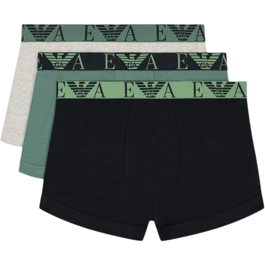 Мужские трусы-боксеры, 3 шт., Emporio Armani, Gray/Green/Black