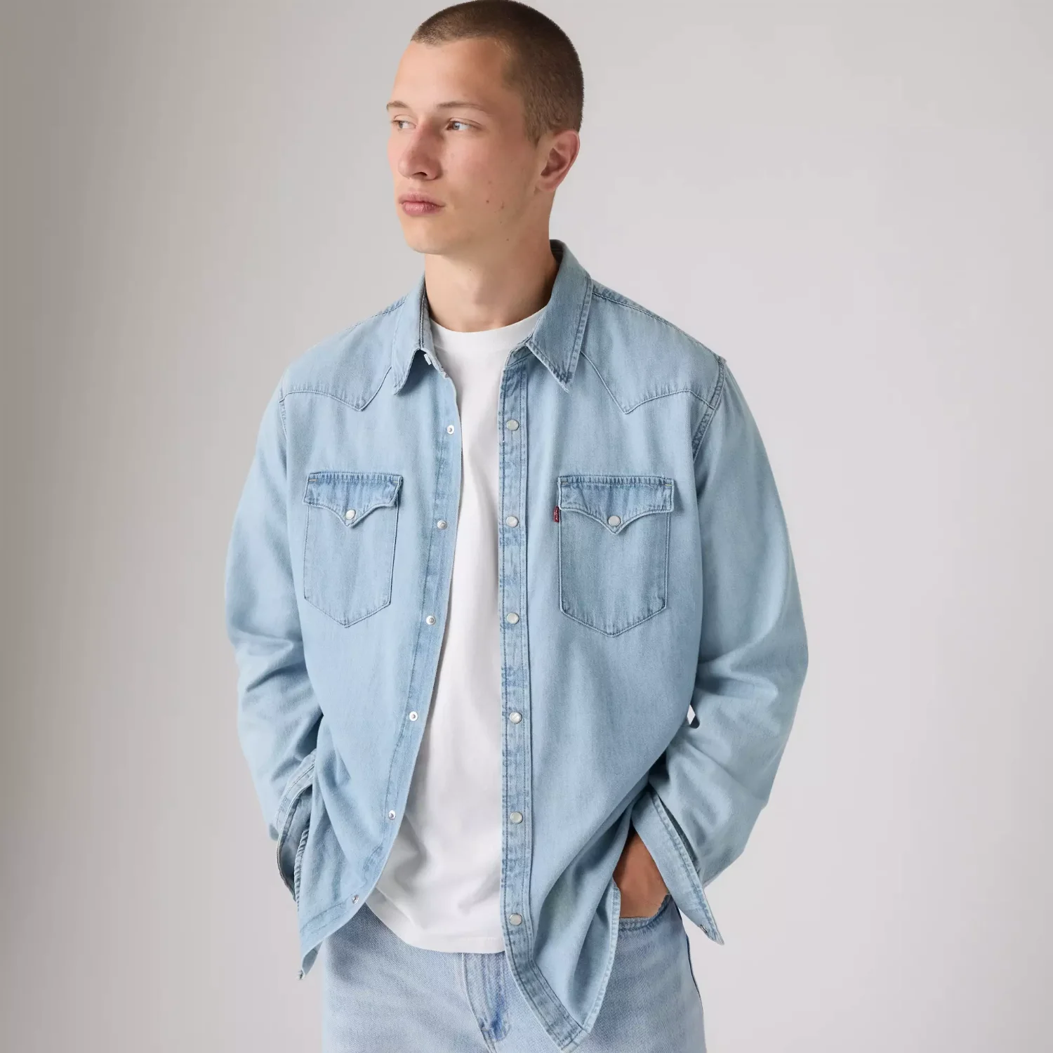 Рубашка Levis Classic Standard Western Denim, светло-синий