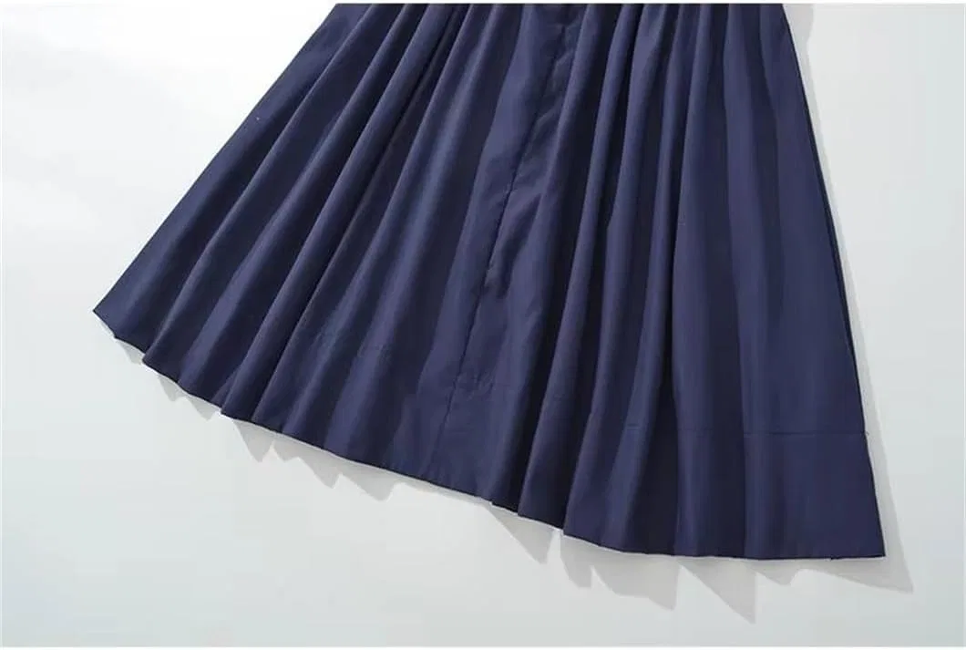 Женское летнее платье миди A-силуэта O-Neck, Navyblue — фото 4
