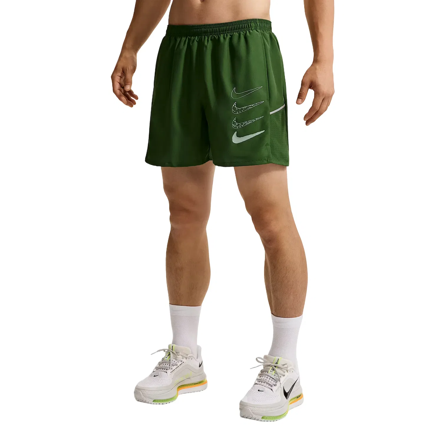 Мужские шорты для бега с принтом Nike Miler Dri-FIT, зеленый — фото 2