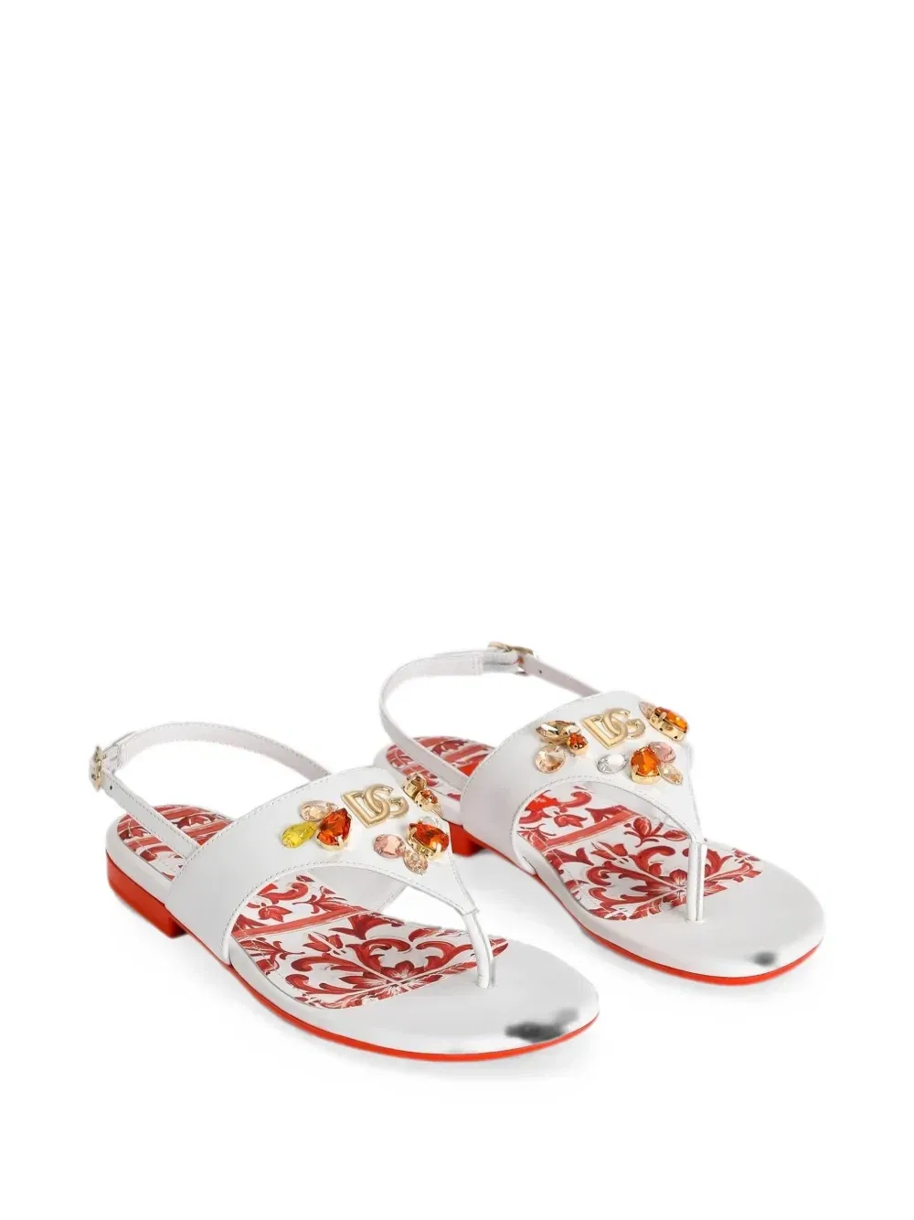 Сандалии, украшенные кристаллами Dolce & Gabbana Kids, белый — фото 3