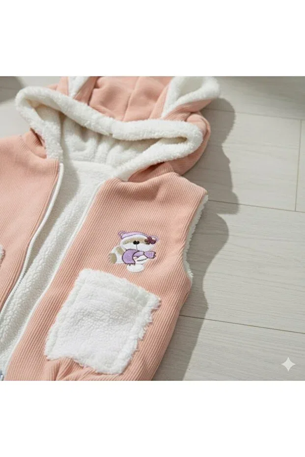 Детская безрукавка для новорожденных с принтом Baby Vest With Rabbit Ears Baby Pattini, Salmon — фото 2