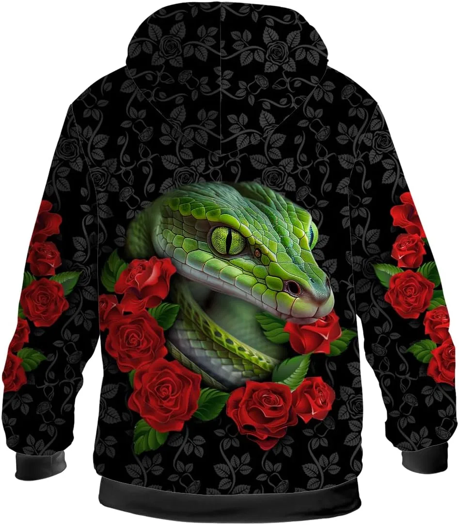 Мужская флисовая куртка с принтом, 3203 Roses Snake — фото 4
