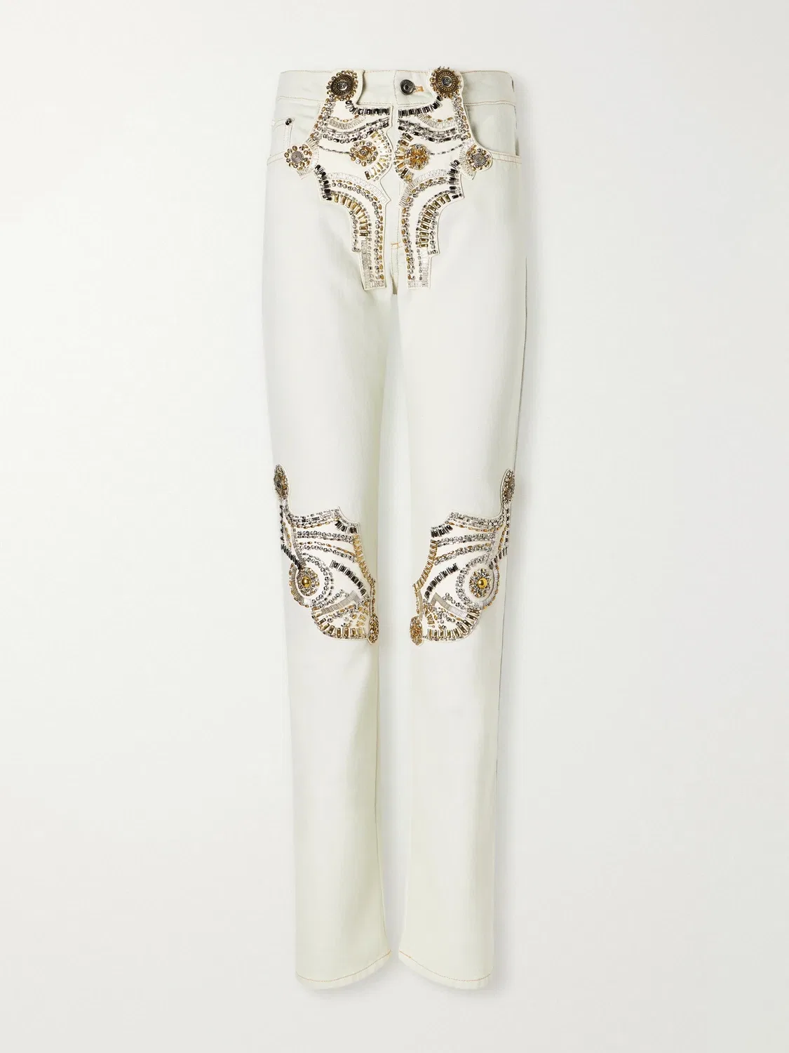 Джинсы прямого кроя с отделкой VERSACE, белый