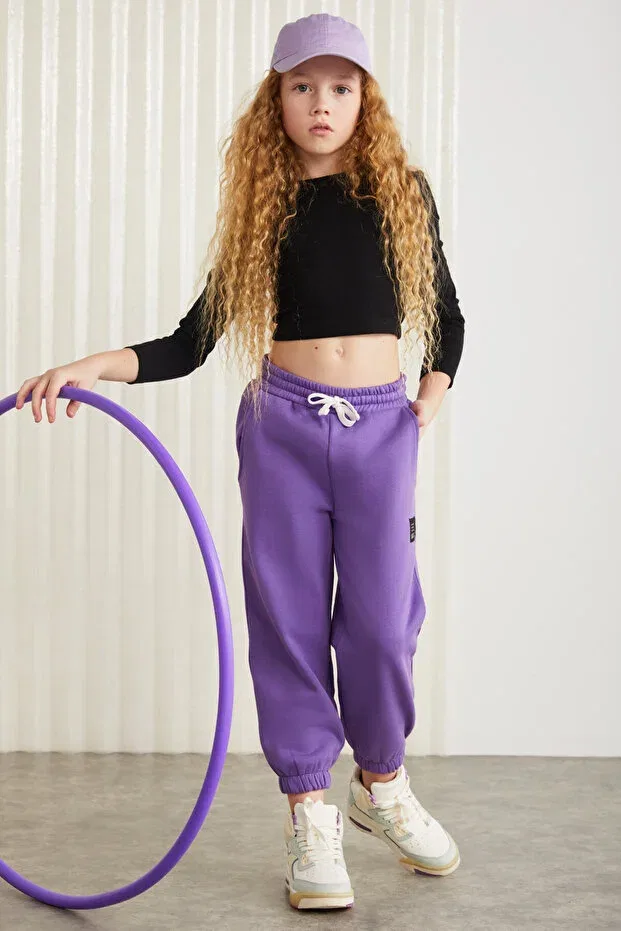 Детские спортивные штаны для девочек хлопковые Grimelange, Purple — фото 4