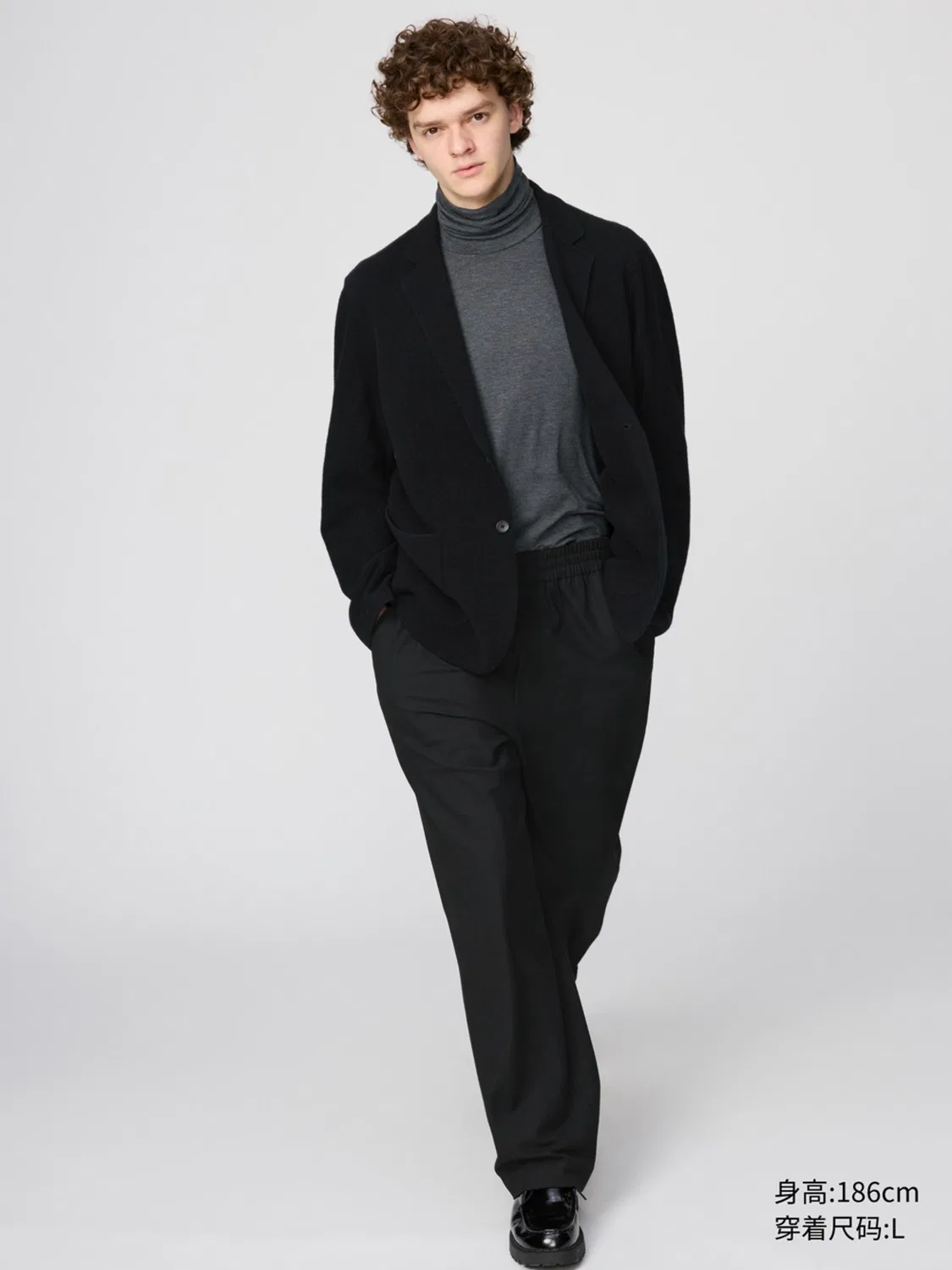 Футболка HEATTECH EXTRA WARM с высоким воротом и длинным рукавом 9% кашемира Uniqlo, серо-голубой — фото 3