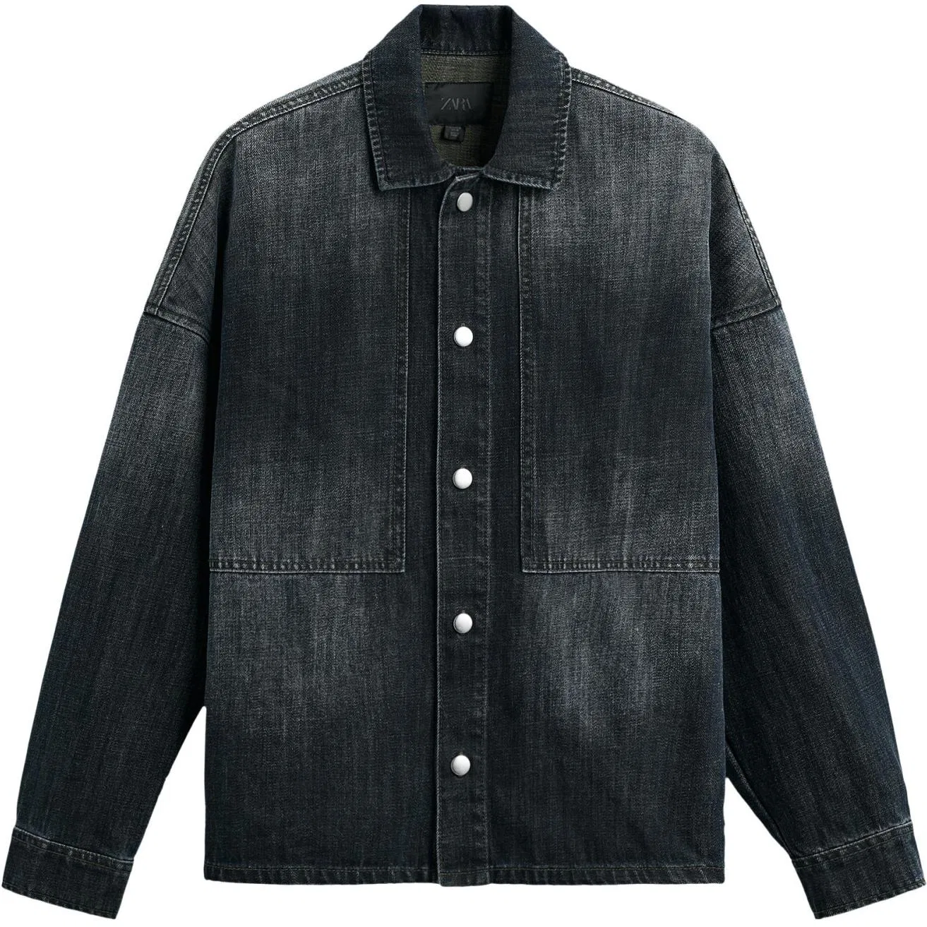 Мужская рубашка джинсовая с отложным воротником Blue ZARA, Blue