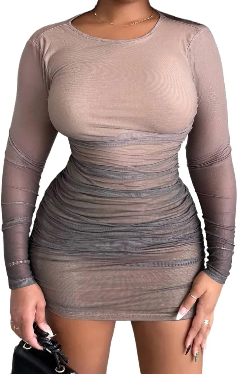 Женское облегающее мини-платье с длинным рукавом Bodycon, Multicolor