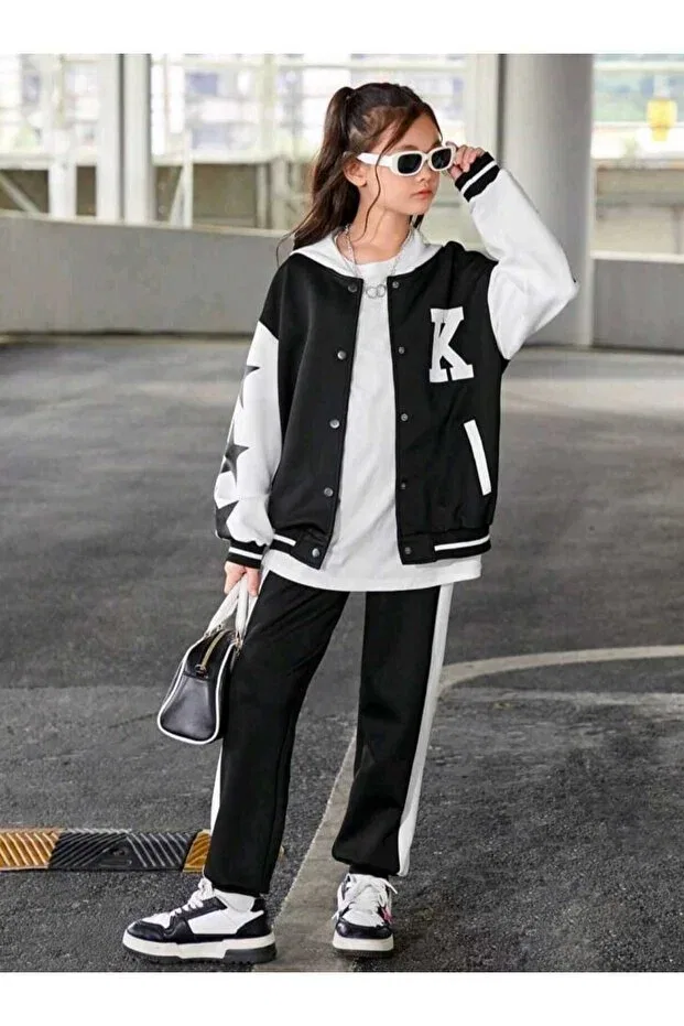 Детская куртка для девочек хлопковая College Jacket Generic Brands, Siyah