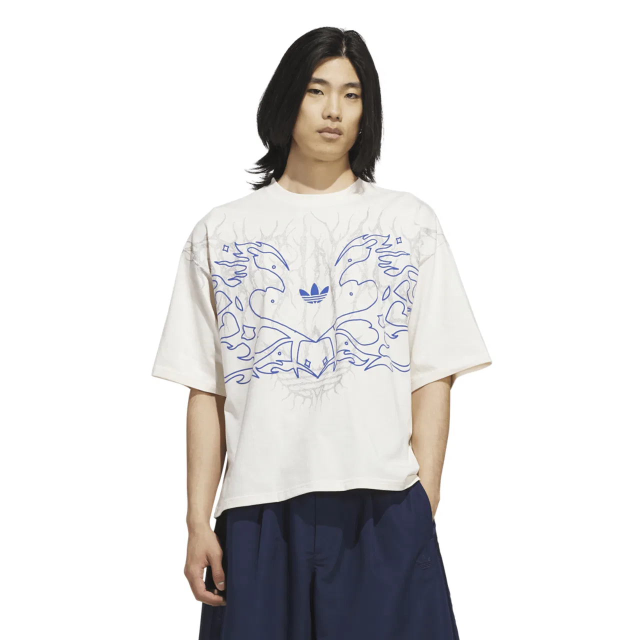 Футболка мужская Metal Graphic Boxy Adidas, цвет Hi Res Blue/Wonder White