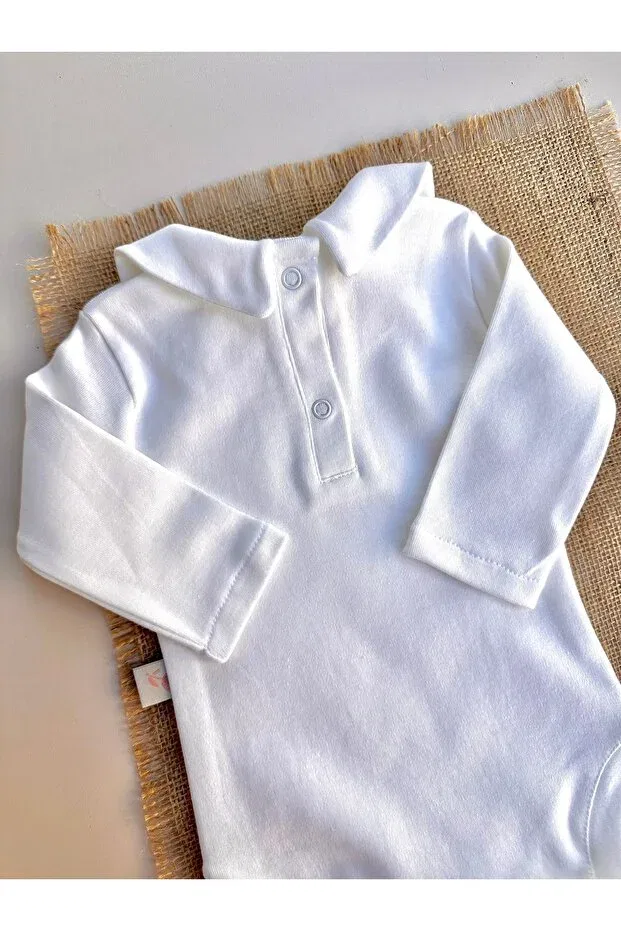 Детское боди для новорожденных с принтом пчелки Honey bee embroidered snap fastener bodysuit Mama Miel Baby, White — фото 3