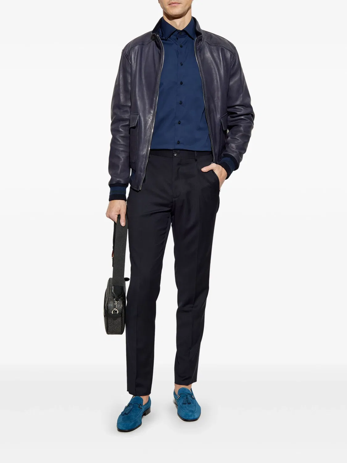 Рубашка из хлопка с эластаном ETRO, синий — фото 4
