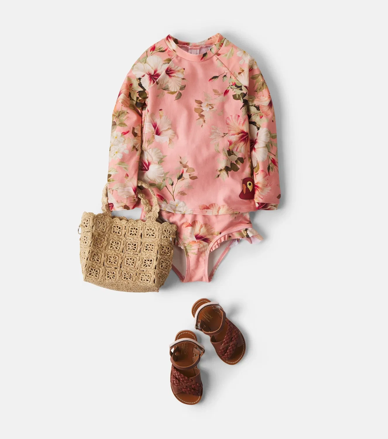 Рашгард топ с цветочным принтом Zimmermann Kids, розовый — фото 2