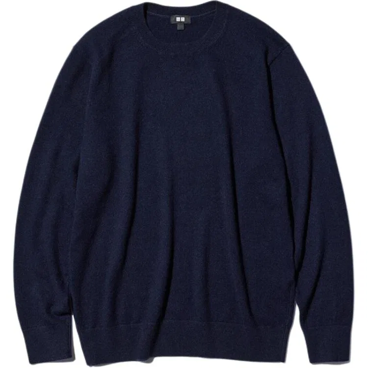 Мужской свитер из кашемира с круглым вырезом Navy Blue UNIQLO, Navy Blue